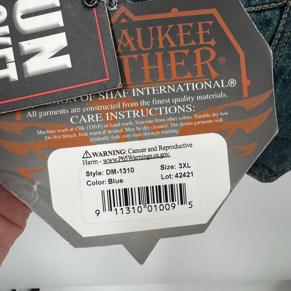 NWT Milwaukee Leather DM1310 Men's Blue Denim Classic Snap Front Biker Vest - Picture 7 of 9